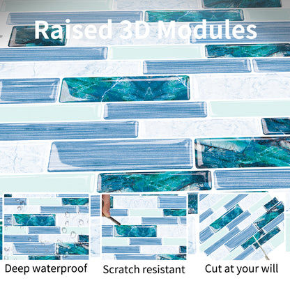 Ist Momoreo Ocean Green 10-Sheet Peel and Stick Backsplash 3D Adhesive Wall Tile 12"x12"(30.5 x 30.5 cm)