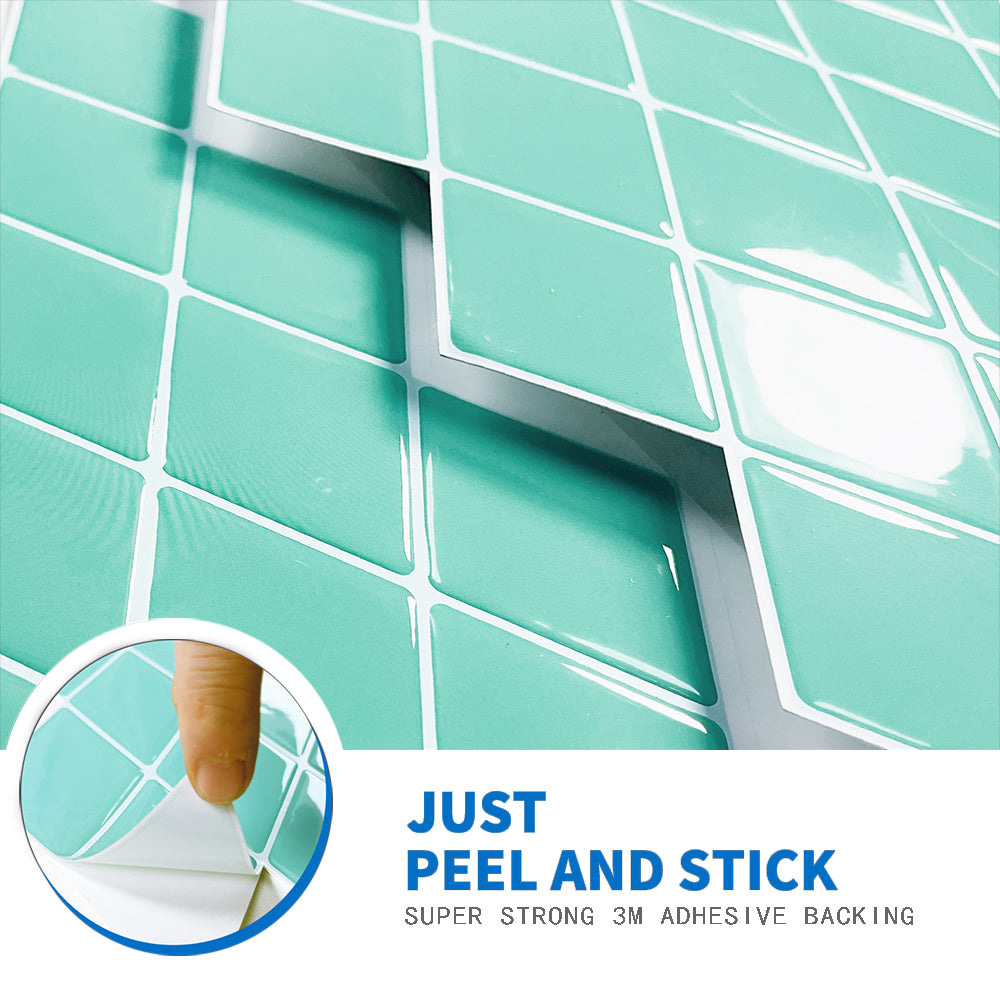 Diamond Tiles Peel and Stick Backsplash for Kitchen Walls - Summer Soft Green 12" x 12"(30.5 x 30.5 cm)