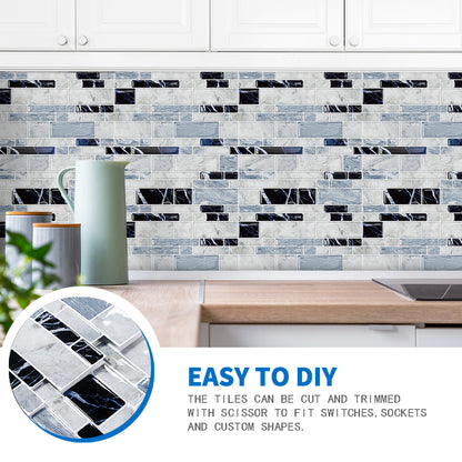 Peel and Stick Backsplash for Kitchen Bathroom 12"x12" Self-Adhesive Tile Sticker Stick on Backsplash, Grey Marble