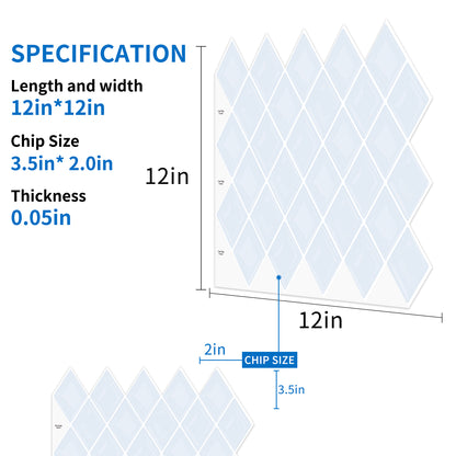 Bluish White Diamond Tile Peel and Stick Backsplash Self Adhesive 12"x12" (30.5x30.5 cm)