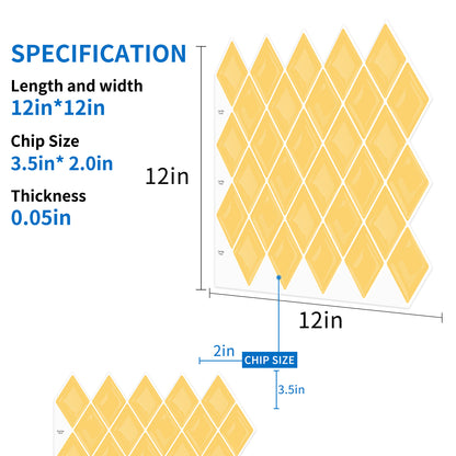 Diamond Tiles Peel and Stick Backsplash for Kitchen Walls - Lemon Yellow 12" x 12"(30.5 x 30.5 cm)