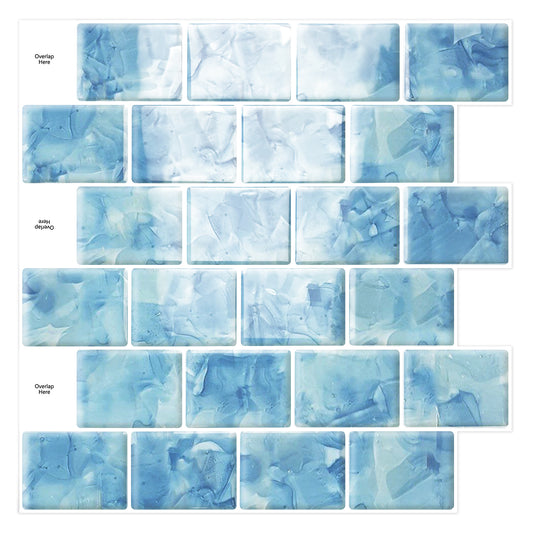 Ist Momoreo Peel and Stick Backsplash Self Adhesive Subway Tiles for Kitchen Bathroom Accent Wall, 12"x12"(30.5 x 30.5 cm) - Crystal Blue