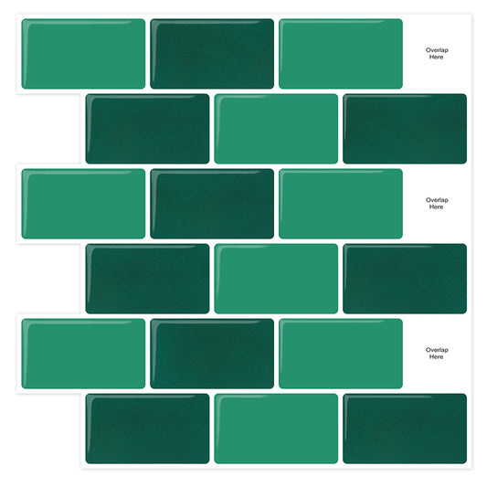 Backsplash Tiles for Kitchen Peel and Stick Backsplash Green Subway Tiles 12"x12" Stick on Backsplash for Bathroom Wall Sticker (10 Tiles)