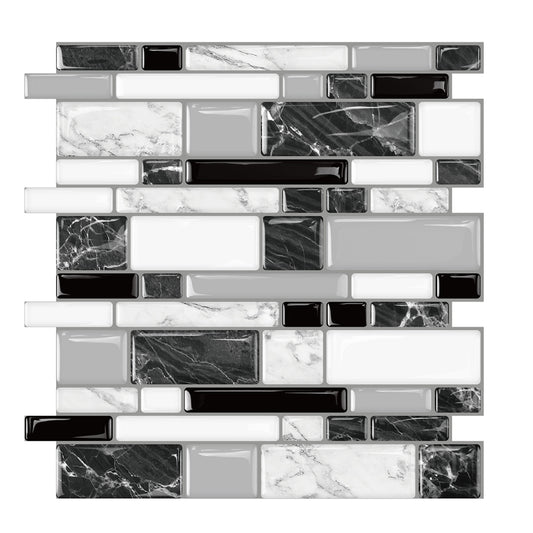 White and Black Marble Peel and Stick Backsplash Tiles 12"x12" Self-Adhesive Tile Sticker for Kitchen Bathroom